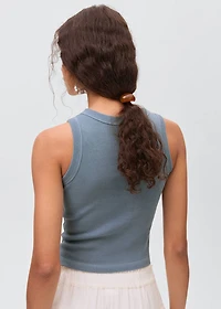 Ribbed cotton-blend top