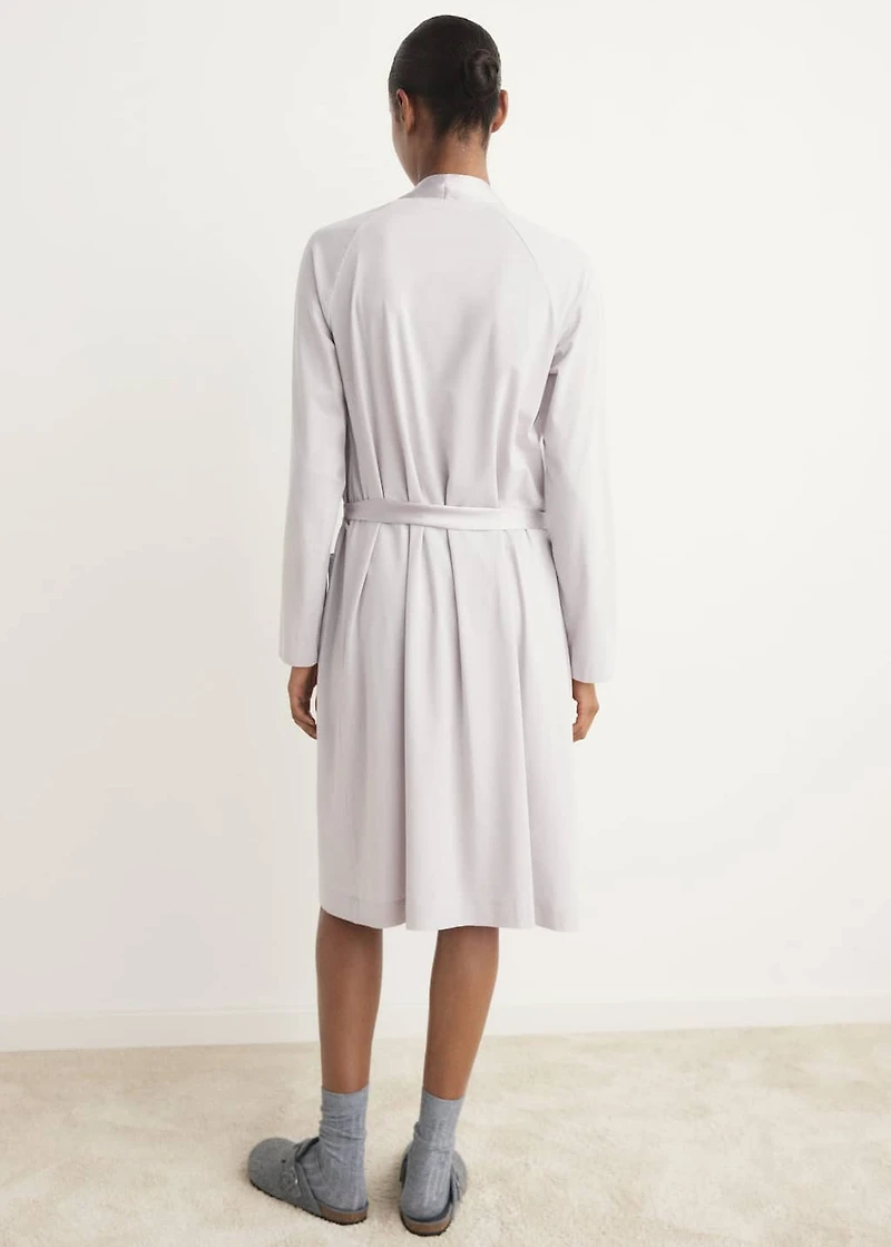 Cotton dressing gown with satin trim