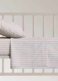 Percale cotton top sheet with fine-striped print for crib