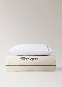 Cotton linen embroidered hedgehog cot duvet cover