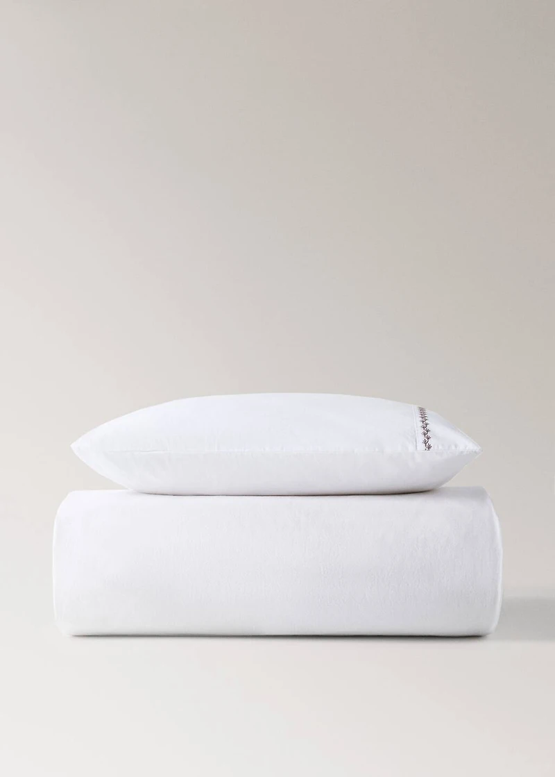 Cotton linen embroidered hedgehog cot duvet cover