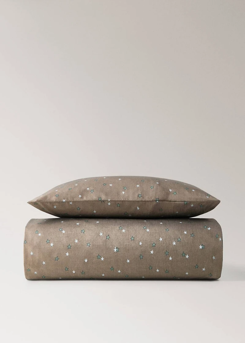 Reversible cotton percale cotton duvet cover with stars for crib