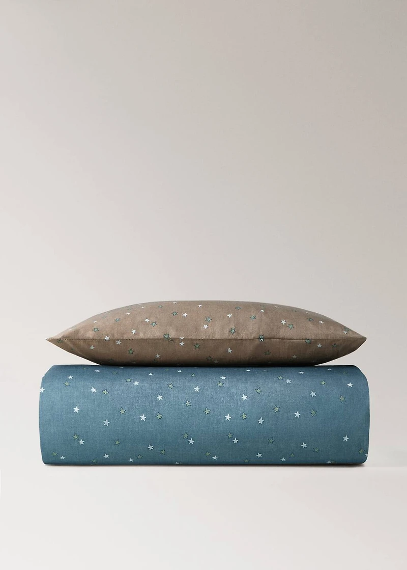 Reversible cotton percale cotton duvet cover with stars for crib