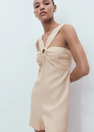 Linen jumpsuit with hoop detail
