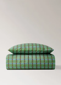 Reversible percale cotton check-print duvet cover for crib