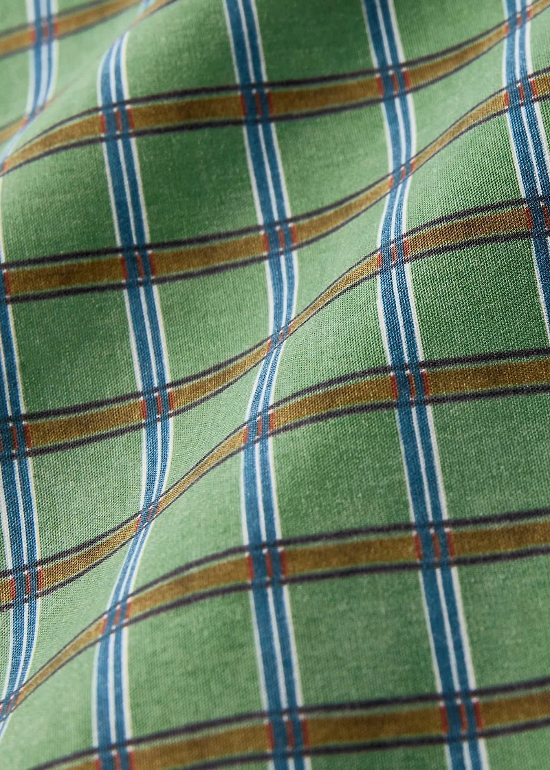 Reversible percale cotton check-print duvet cover for crib