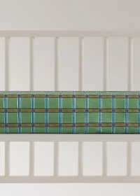 Percale cotton check-print fitted sheet for cot
