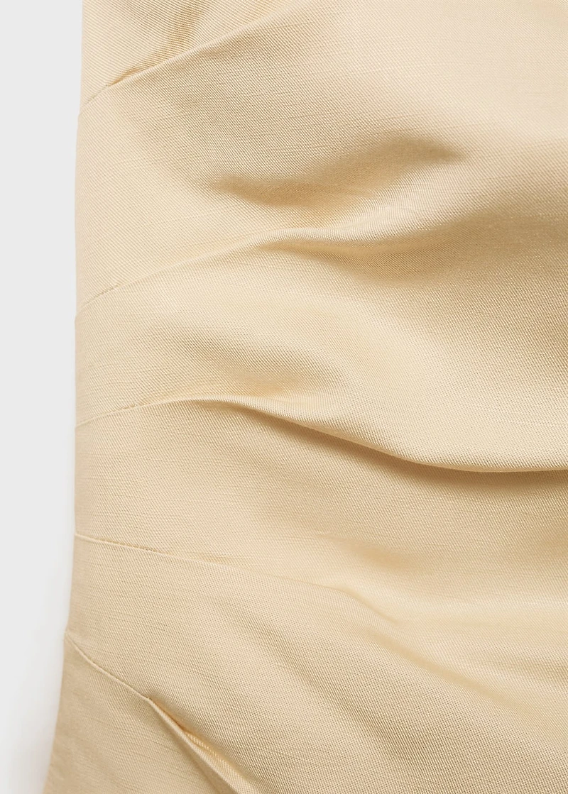 Strapless linen-blend top
