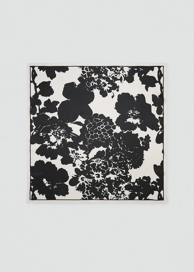 Floral-print satin scarf