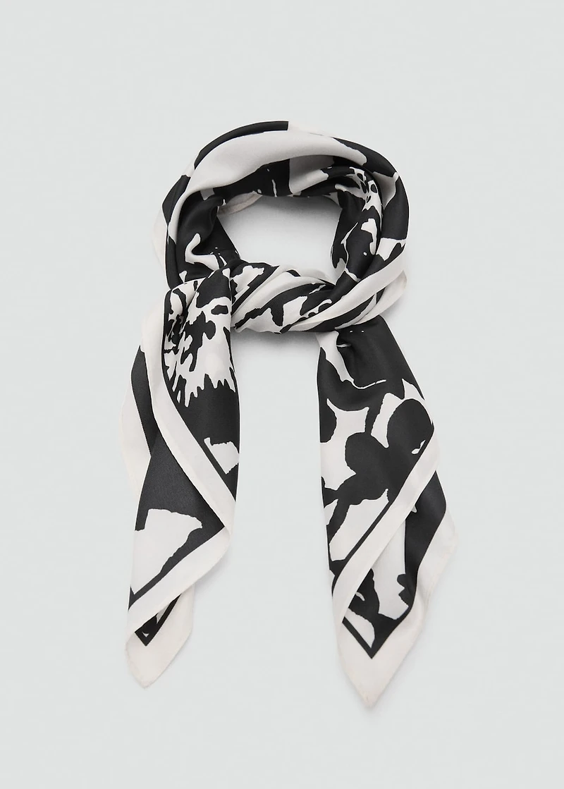 Floral-print satin scarf
