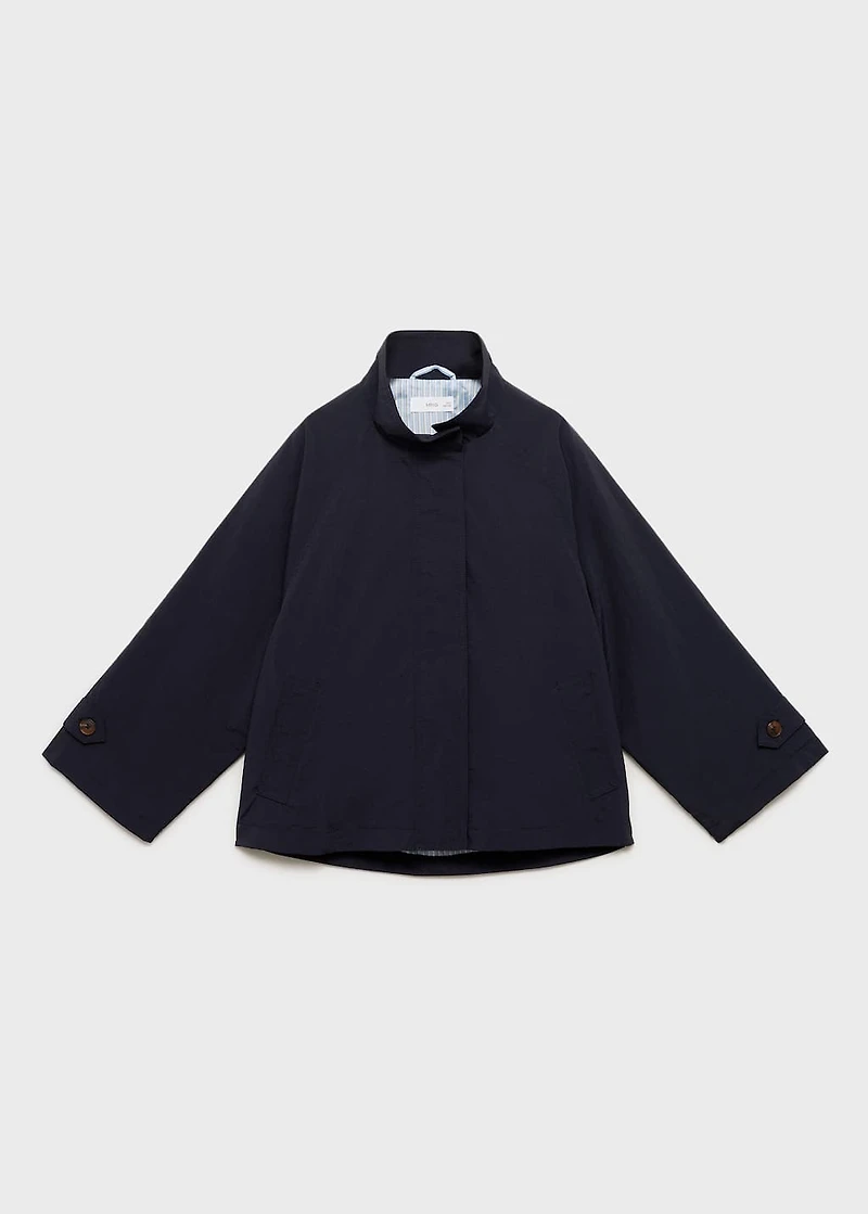 Trench coat with button detail