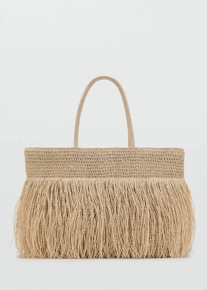 Natural fiber shopper bag with tassels
