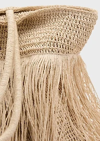 Natural fiber shopper bag with tassels