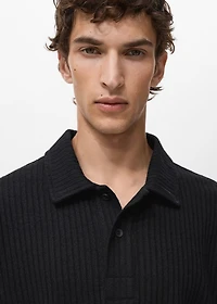 Textured knitted polo shirt