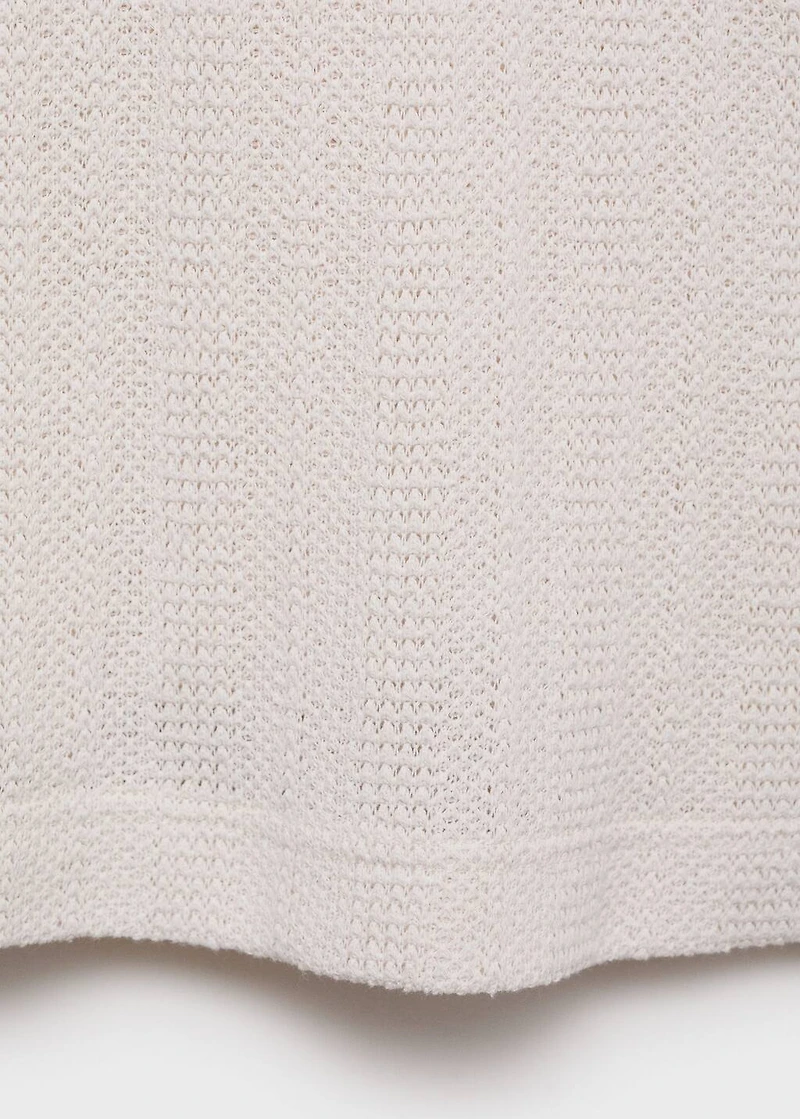 Knitted cotton polo shirt with lace pattern