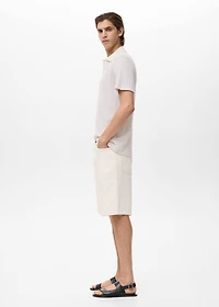 Knitted cotton polo shirt with lace pattern