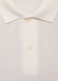 Knitted cotton polo shirt with lace pattern