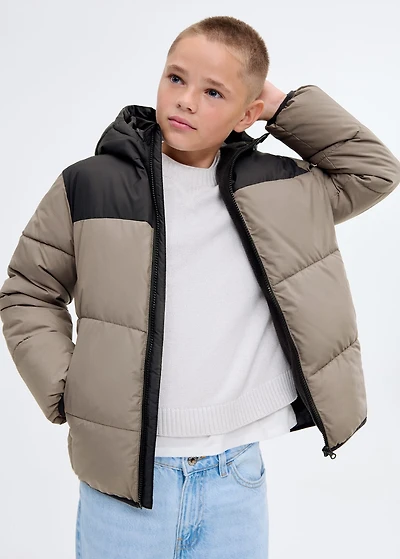 Bicolour quilted anorak