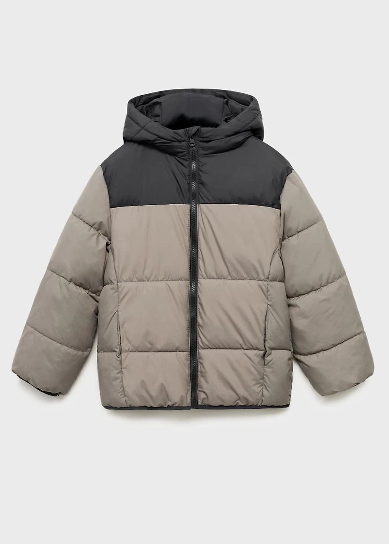 Bicolour quilted anorak