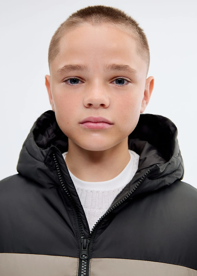 Bicolour quilted anorak