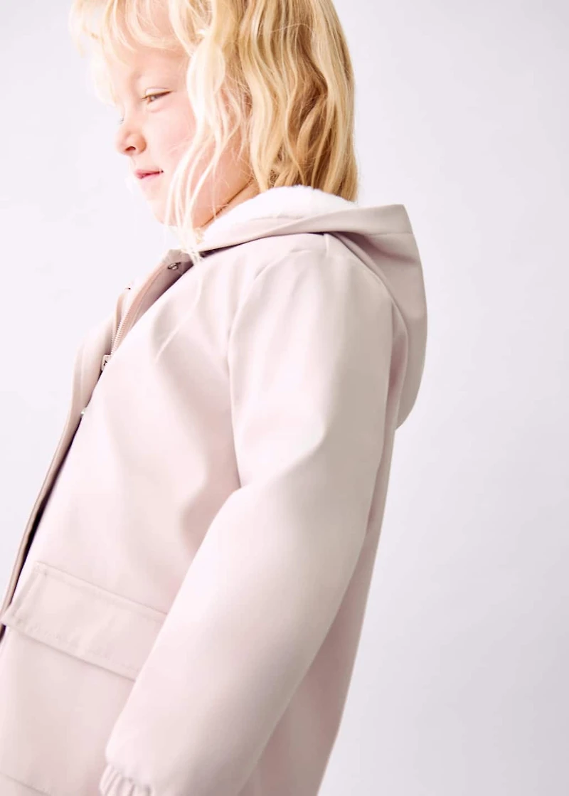 Coat with fur-effect lining