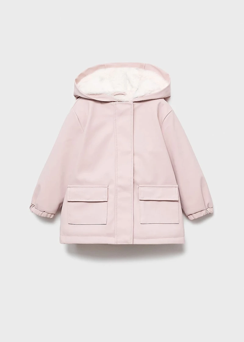 Coat with fur-effect lining