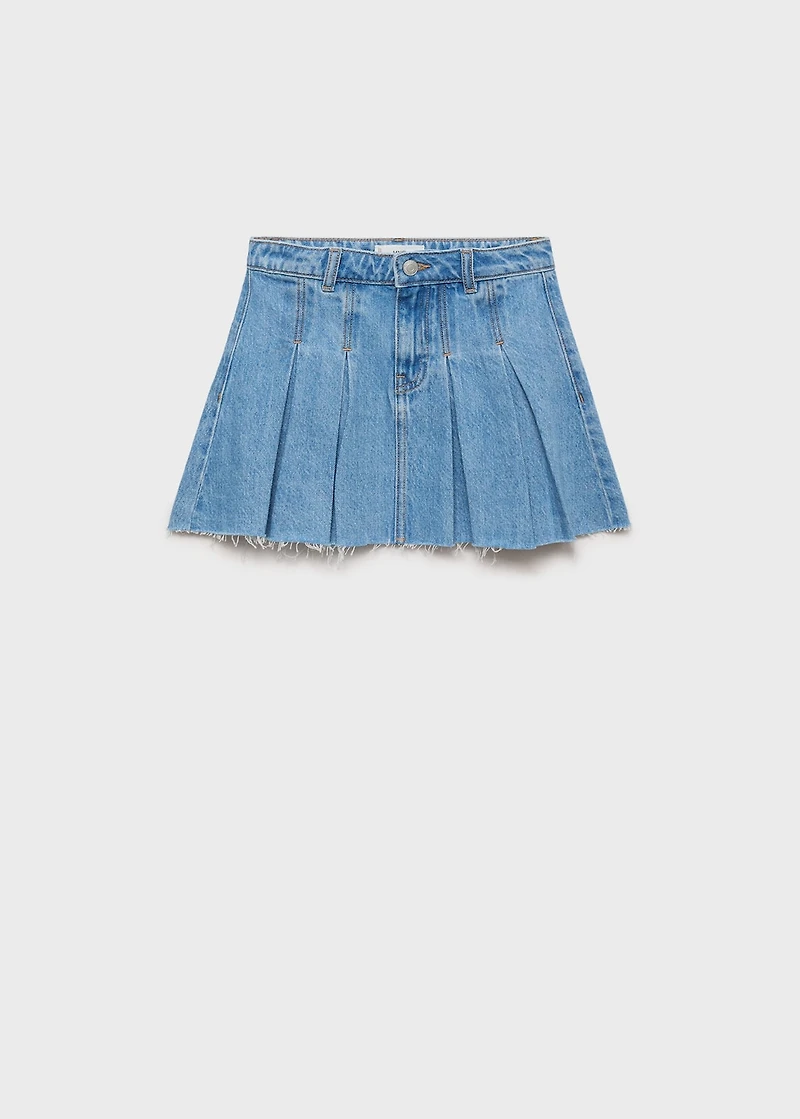 Pleated denim skirt