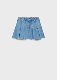 Pleated denim skirt
