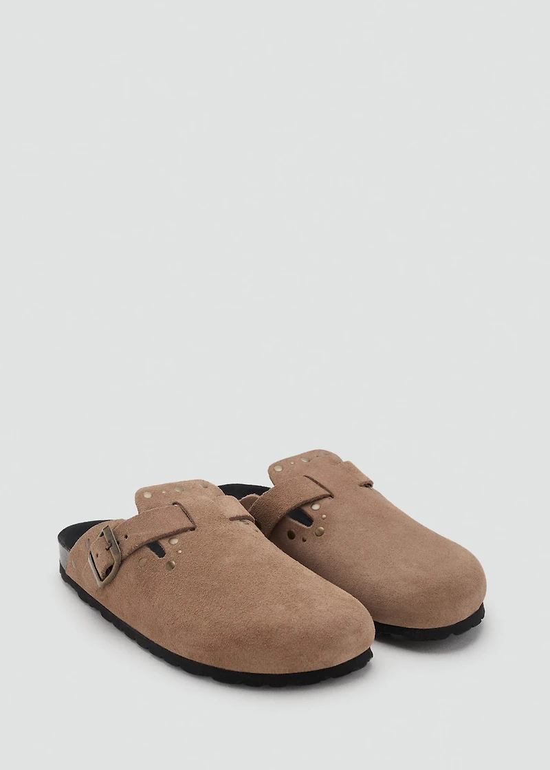 Studded leather clog