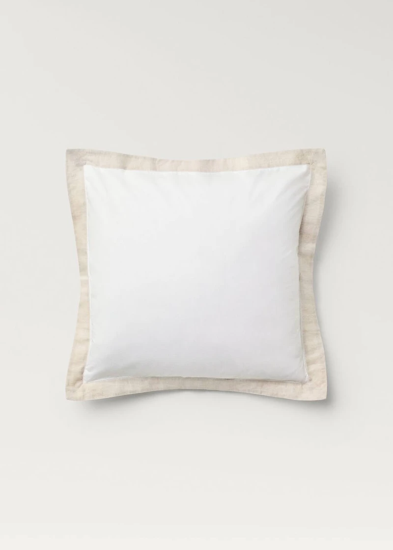 Two cotton percale pillowcases with a linen border 60x60 cm