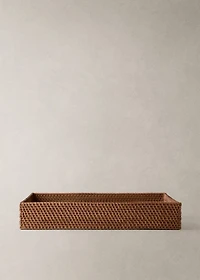 Rattan decorative tray with handles