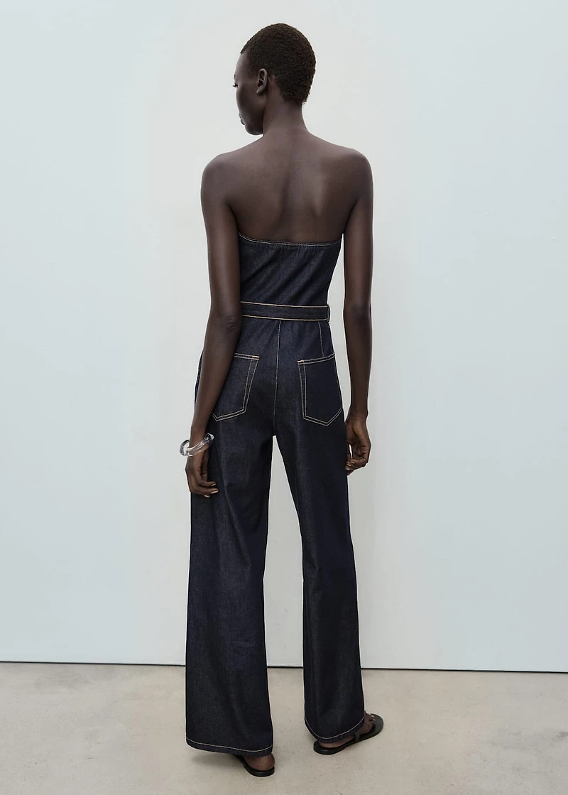 Strapless denim jumpsuit