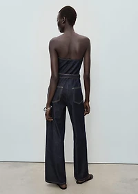 Strapless denim jumpsuit