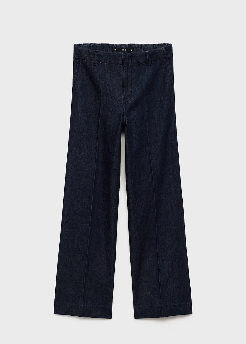 High-waisted wide leg denim pants