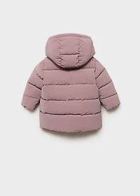 Long padded anorak with hood