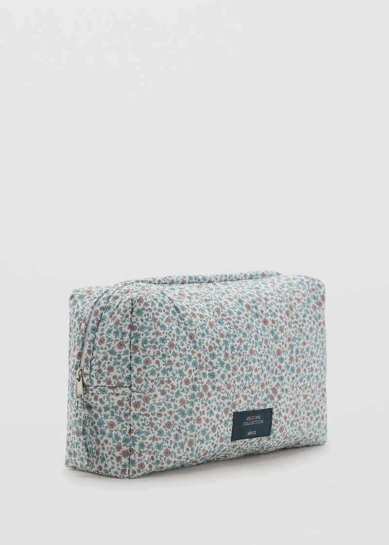 Floral-print cosmetic bag