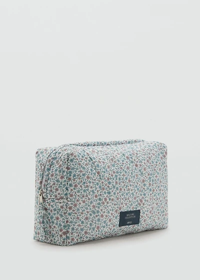 Floral-print cosmetic bag