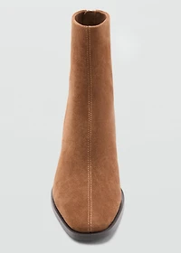 Suede leather ankle boots with block heel