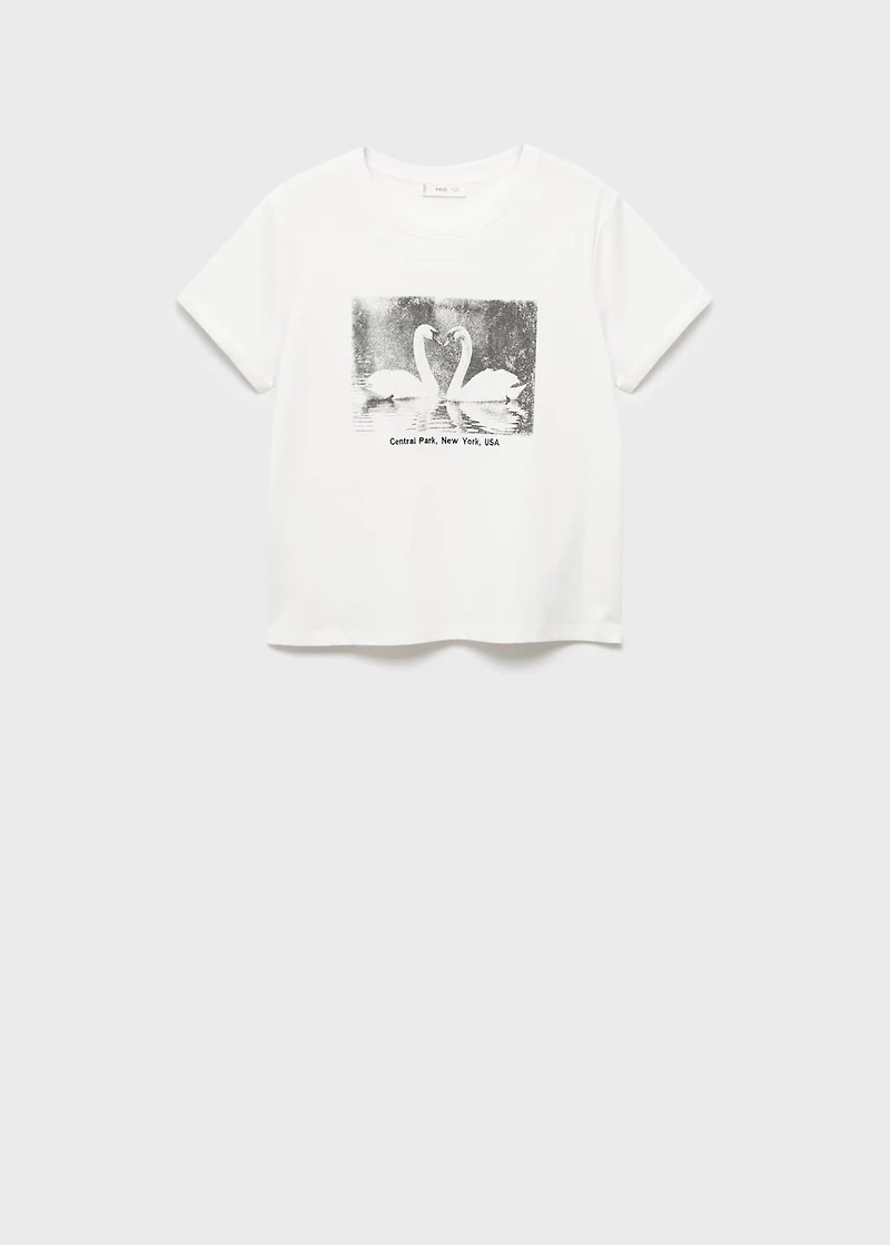 Cotton t-shirt with swan pattern