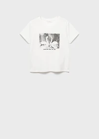 Cotton t-shirt with swan pattern