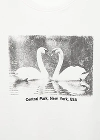 Cotton t-shirt with swan pattern