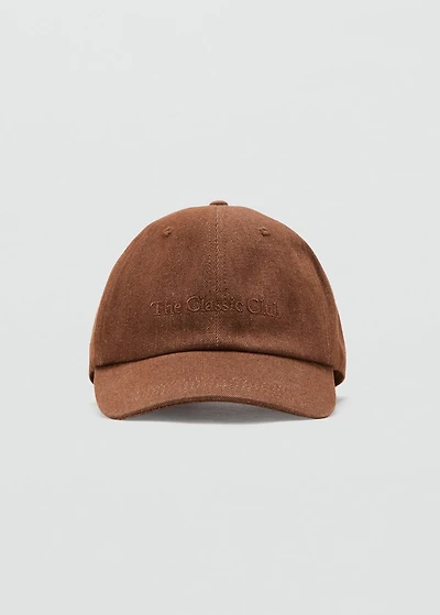 Cotton cap with embroidered slogan
