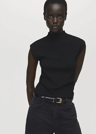 Perkins-neck knitted top