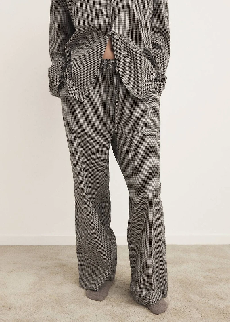 Two-piece cotton pajamas gingham check