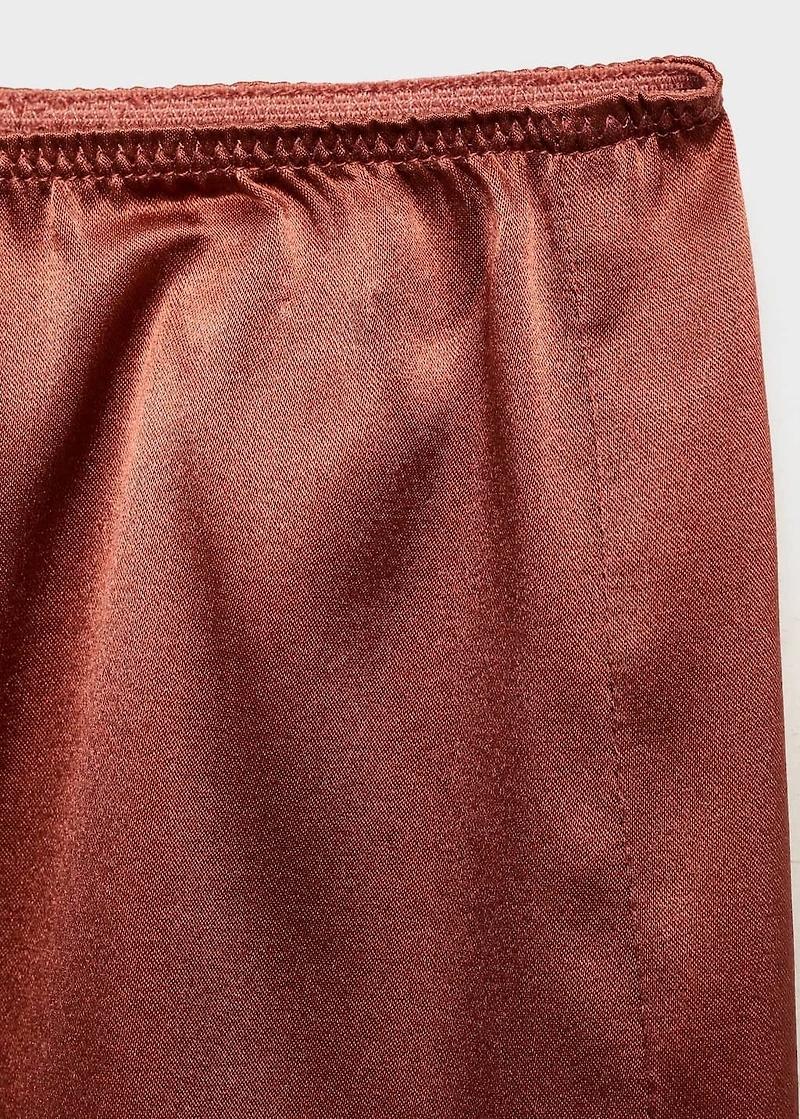 Silk shorts with contrasting lace trim