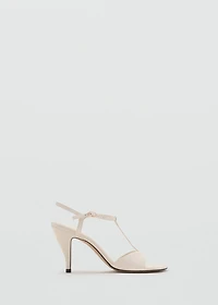 Heeled leather sandals with straps