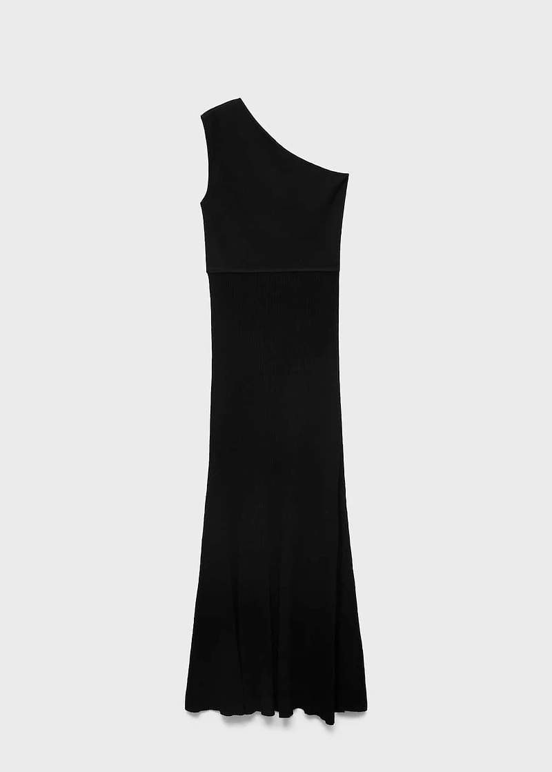 Asymmetrical combined-knit dress
