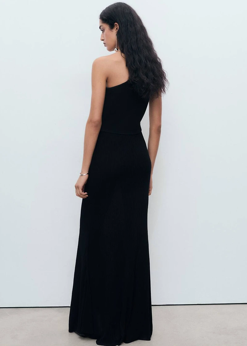 Asymmetrical combined-knit dress
