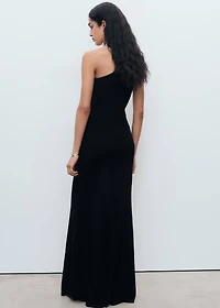 Asymmetrical combined-knit dress