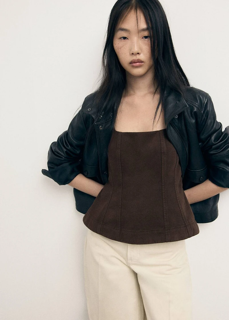 Flared denim top